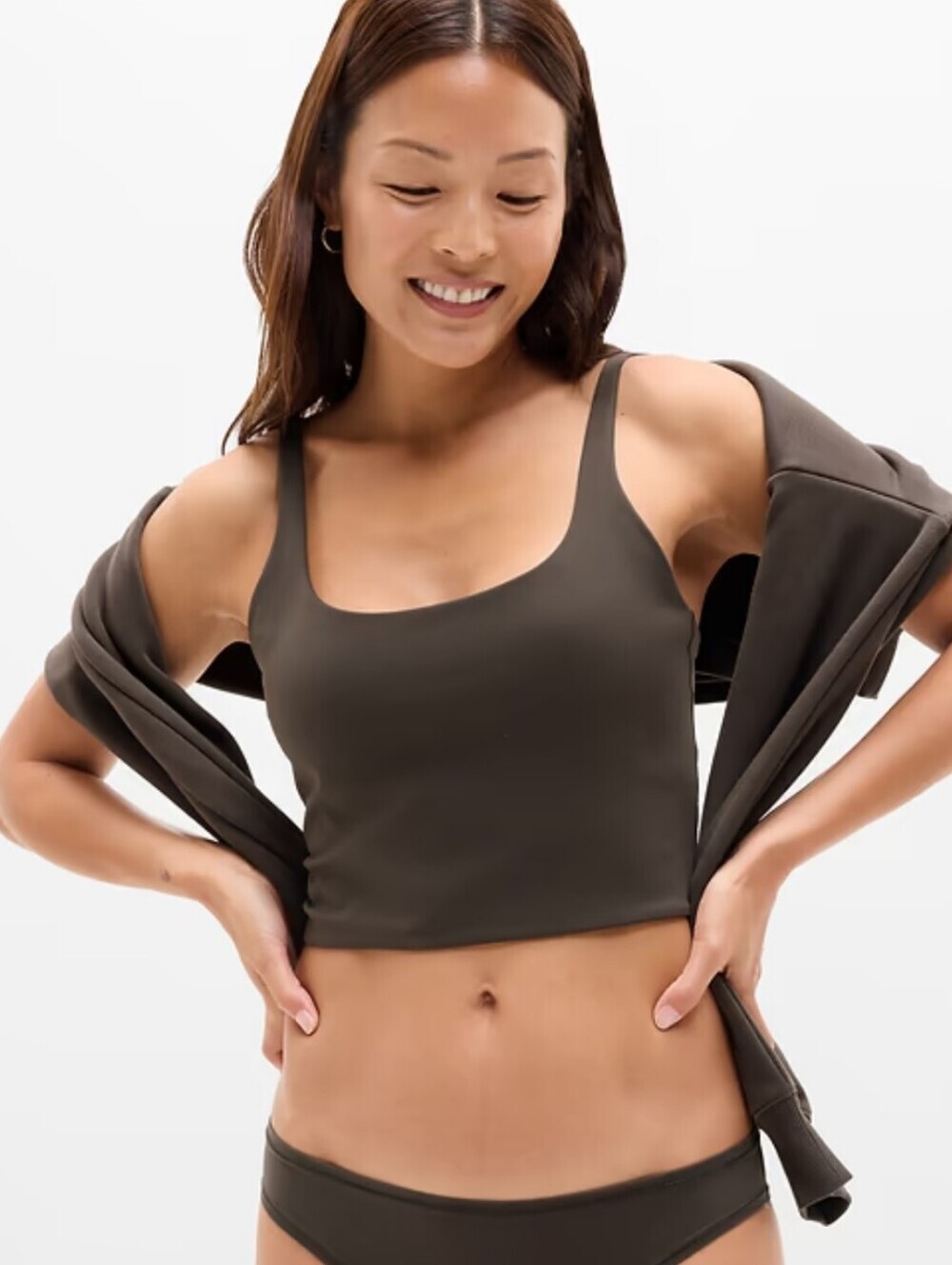 Athleta Bodymove Cropped Cami Tank Brown XS